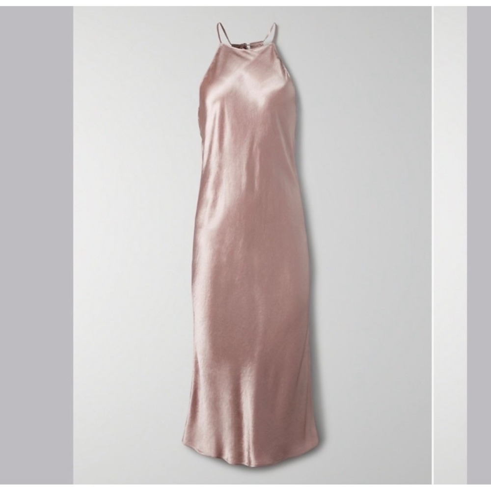Aritzia Babaton Old Money Lato Pink Satin Boho Preppy Party Midi Dress S